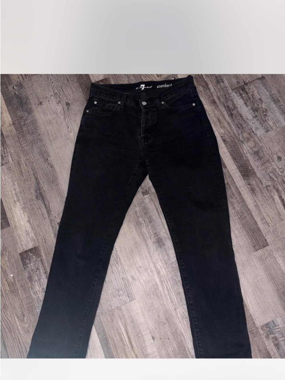 7 For All Mankind Black High-Rise Straight Jeans